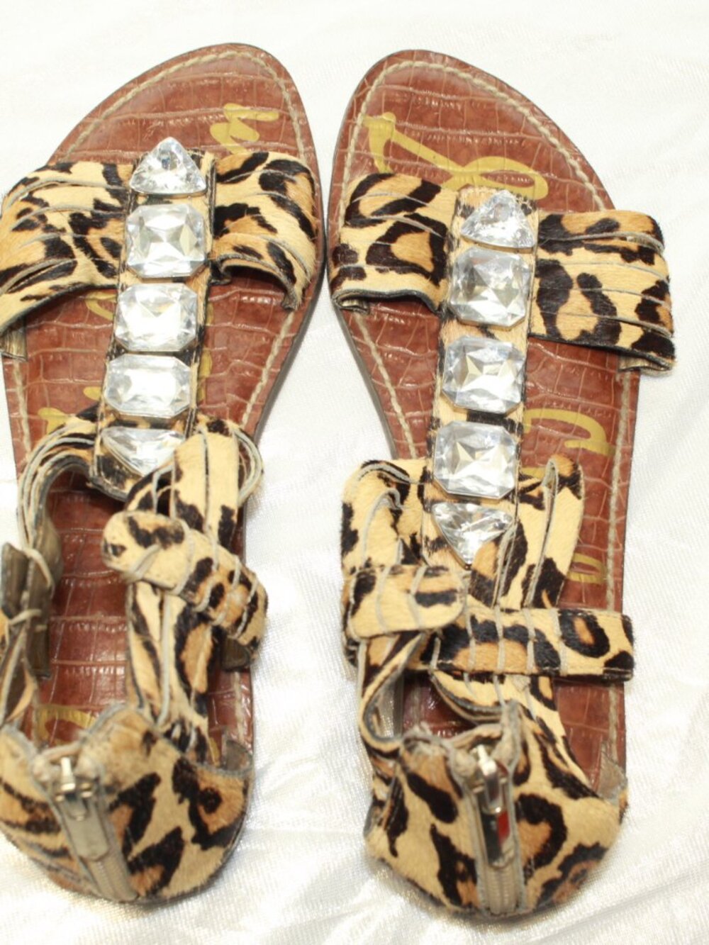 Sam Edelman Size 8.5M Leopard Print Galina Back Zip Gladiator Leather Sandals - Picture 13 of 14